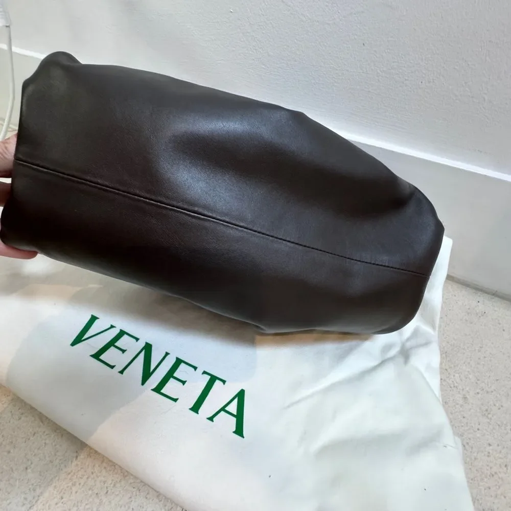 Bottega Veneta Dark Brown Leather Pouch Clutch